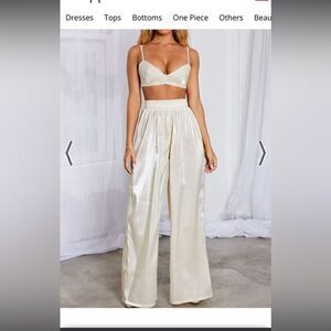 Nwt Babyboo Aurora wide leg pants in champagne color.